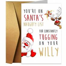 1pc Humorous Christmas Greeting Card, Santa & Reindeer Naughty List Design, Paper Holiday Card, With Envelope, For Friends, Family, Teachers, Students, Neighbors, Universal Recipient, Christmas & Special Occasions - Multicolor - View 10