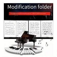 6-Page A4 Music Score Holder - 3 Fold PP Plastic, Black, With Piano Keyboard & Music Note Design - Ideal For Band Performance, Teachers & Music Class, Student Music Gift, Piano Score Clip, Piano Accessory, Reduce Page Turning, Durable Waterproof, Multipurpose, Suitable For Musicians Practice, Performance, Band Supplies, Musical Instrument Accessories, Outdoor Activities, Office Supplies, Piano Gift, Birthday Gift, Gift For Her, Gift For Him - Multicolor - View 4