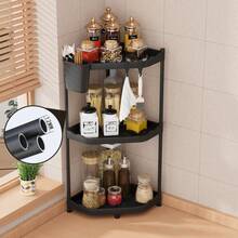 Multifunctional Bathroom & Kitchen Storage Rack, Tabletop Corner Shelf, Towel Hanger, Wall-Mounted Corner Organizer, A Helpful Storage Assistant