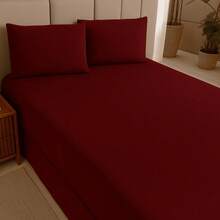3-Piece Soft Plush Blanket Sheet Set Kit Single/Double/Queen And King For Winter - 紅木色 - 查看 8