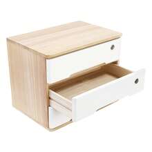 Wood Desk Organizer With 3 Drawers, Lockable Desktop Countertop Storage Cabinet For Home Office Supplies File Tabletop Organizing Unit, 15.75" X 11.02" X 12.2" (Wood) - trắng - Xem 11