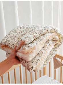 1件婴儿绉纱面料床垫垫，柔软蓬松绒垫，婴儿床软垫，儿童床棉质床垫，双面可用，可机洗 - 彩色 - 查看 4