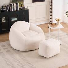 Foam Bean Bag Chairs For Adults/Teens With Filling, Bean Bag Lazy Sofa With Ultra Soft Chenille Cover, Bean Bag, Indoor & Outdoor - 白色 - 查看 12