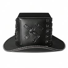 Pălărie de magician negru cu știfturi, accesoriu pentru costum de petrecere pentru gentleman, set de mărimi pentru adulți și adolescenți - Negru - Vizualizare 2
