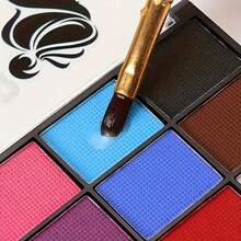 15-Color Water-Based Face Painting Kit, Includes 2 Brushes, Suitable For Pride, Halloween, Christmas, Festivals, Carnivals, Parties, And Stage Performances - Single Piece - View 6