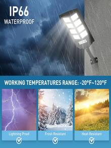 1pcs/2pcs Solar Double-Row Street Lamps, 260LED Ultra-Bright Outdoor Courtyard Lamps, Large Row Lamps, Outdoor Garden Solar Waterproof IP44, Automatic Sensor Switch, Suitable For Family Courtyards And Outdoor Courtyard Lamps, Sports And Leisure Areas, Commercial Street Night Lighting, Christmas Decorative Lamps (2000mah) - 黑色 - 查看 7