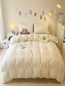 Brushed Microfiber White Boho Pattern Printed Bedding Duvet Cover Set, Includes Duvet Cover + Pillowcase, Dorm Bedding Back To School Bedding - White - View 6