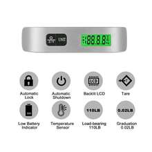 1pc 110lbs/50kg High Precision Sensor Portable Digital Electronic Luggage Scale, Home Travel Hanging Luggage Scale With Backlit LCD Display, Portable Suitcase Weighing Scale, Travel Luggage Weight Scale With Hook, Sturdy Shoulder Strap For Travelers, Travel Essentials, Small Suitcase Scale For Travel Accessories(With Battery)