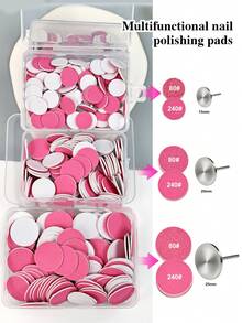 100pcs/Box Colorful Nail File Sanding Discs, Nail Grinding Discs With Bearings, Nail Care Tools, Flat Head Foot Grinding Discs - Multicolor - View 3