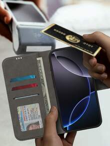 Cardholder Phone Cases For 16 Pro Max/17 Pro Max, Wallet Flip Leather Phone Cover For Galaxy S25/S25 Plus/S25 Ultra, Flip Phone Cases For Ip11/Ip13/14/15/16 Pro, Stand Phone Case For Galaxy A17/A16/A15/A14/A13/A12, Cool Cell Phone Accessories Redmi 15C With Bracket Function, Cell Phone Protector For XR/7/8/SE/16e, Credit Card Bank Mobile Phone Leather Case Compatible With Iphone17.