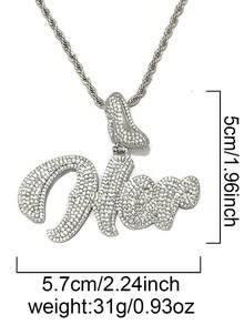 DUBSS 1 Piece Iced Out Name Letter Necklace Pendant For Men Prong Setting Hip Hop Jewelry - Letter - View 2