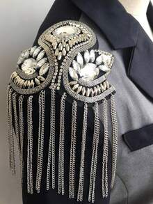 1 Pc Diamond Encrusted Clothing Accessories, Accessories, Suits, Metal Fashion Tassel Shoulder Patches On Shoulder Badge With Decorative Accents For Clothing Embellishment - Multicolor - View 10