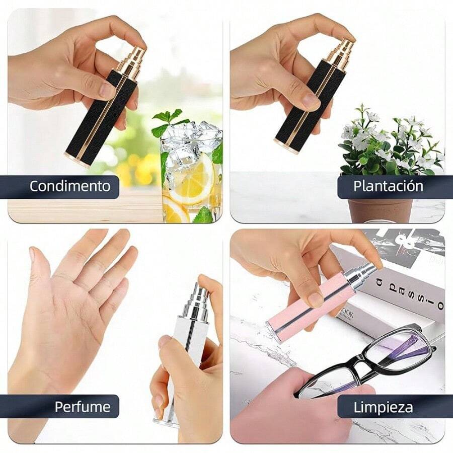 Atomizador Perfume, 2 Atomizador para Perfume Rellenable, Decants Perfumes de 10 ml con 2 Herramientas de Llenado, Etiquetas y Estuche de Piel, Dispensador de Perfumes para Viaje - 10 mlB - Ver 1