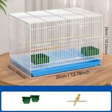 1pc Foldable Metal Bird Cage With Tray, Food Bowl, Perch - Sturdy Compact Design For Indoor Use, Suitable For Pigeons, Parrots, Cockatiel, Small Birds, With Anti-Escape Welded Design, For Breeding & Display, Easy To Clean, Space-Saving - Multicolor - View 8