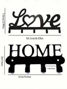 CIF BUY 1 Piece "LOVE" Letter Wall-Mounted Storage Rack, Floating Wall Keychain, Metal Wall-Mounted Storage Rack, Stick-On/Punch-Mounted Storage Rack,Suitable For Modern Home Decor, Home Decoration, Room Decor, Bedroom Decor, Bathroom Decor, Waterproof, Rust Proof And Durable,Wall Decor,Birthday Gift - Black - View 7