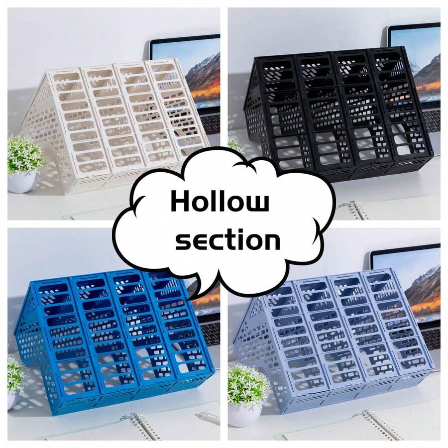 Organizador de Arquivo de Escritório Dobrável com 4 Compartimentos, Estante de Armazenamento de Documentos