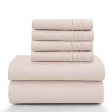 LUX DECOR 6-Piece Embroidered Bed Sheet Set – Brushed Microfiber, Deep Pocket, Lightweight & Breathable – Graduation Gifts, Home Decor, Sleep Protection For Dorms, Student Beds, Back‑To‑School Gift, Soft Bed Linens, Comfortable Sleep, Luxury Bed Set, Valentine's Day Bedroom, Spring Bedding Refresh, Guest Room Essentials, Dorm Room Bedding, Premium Bed Linens, Easy Care Sheets, Hypoallergenic Fabric, Year-Round Comfort, Master Bedroom Update, Matching Bedding Set, Hotel Quality Linens - 淺粉色 - 查看 13