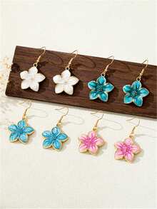 1 Pair Fashion Oil Drop Flower Earrings, Elegant Minimalist Personalized Dangle Earrings For Party And Daily Wear