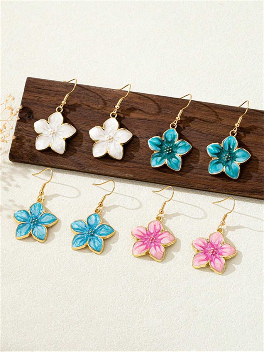 1 Pair Fashion Oil Drop Flower Earrings, Elegant Minimalist Personalized Dangle Earrings For Party And Daily Wear