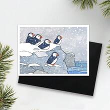 Tarjetas de Navidad, tarjetas navideñas con frailecillos en la nieve, tarjetas con tema natural, felicitaciones, cumpleaños, tarjetas de Navidad divertidas para el novio, tarjetas de , tarjetas de aniversario, tarjetas de viaje - Multicolor - Ver 12
