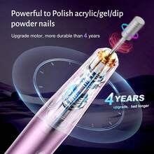 LKE Electric Nail Art Manicure Pedicure Drill Pen Style Nail Polisher Machine Tool Kit With Low Noise Cutters & Nail Files - 粉色 - 查看 2