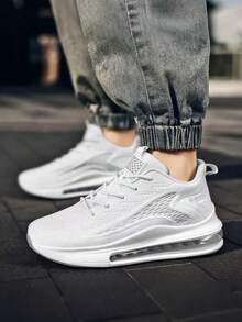 Nuevas zapatillas deportivas para hombre.Zapatos para correr al aire libre para hombres.Zapatos de malla transpirable para hombre., Estilo Moderno, Malla Transpirable, Cojín de Aire para Absorción de Impactos, Antideslizantes y Duraderos - Blanco - Ver 6