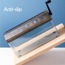 Hand Manual Desktop Office A4 Paper Shredder Strip Cut Shredding W/ Wastebasket - Black - View 5