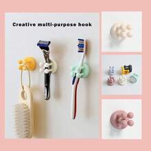 2025家居新品推荐-免钉硅胶无缝四爪墙钩，浴室牙刷牙膏剃须刀粘钩 - 彩色 - 查看 2