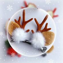 1 对圣诞发夹可爱驯鹿鹿角耳朵节日头饰头饰发饰女士女孩小鹿耳朵鹿角头带驯鹿鹿角头带万圣节头发配饰圣诞动物发夹角色扮演服装小鹿耳朵 - 彩色 - 查看 3