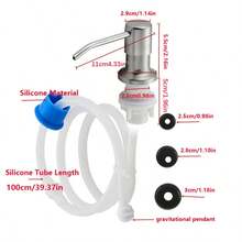 1个拉丝镍厨房水槽皂液器，不锈钢台面泵，带延长管，优雅的洗洁精分配器，易于安装，经久耐用，时尚的厨房配件，厨房用品，厨房配件，厨房工具 - 銀色 - 查看 3