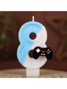 1Pc Gamepad Themed Number Candle (0-9), Glitter Game Controller Birthday Cake Candle, Creative Digital Candles For Birthday/Wedding Anniversary Party Decoration Supplies