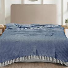 EHC Reversible Throw Blanket Single 125 X 150 Cm Grey - Navy Blue - View 2