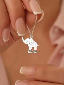 1 szt. Naszyjnik z imieniem słonia dla kobiet w kolorze złotym, ze stali nierdzewnej, z geometrycznymi literami, z wisiorkiem, biżuteria dla zwierząt, prezent