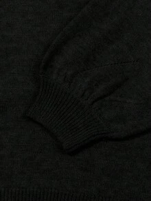 EAVA Fall/Winter Korean Style Minimalist Sweater Round Neck, Elegant Loose Fit Versatile Bell Sleeves Side Slit Pullover Knitwear For Women