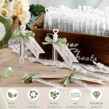 405 Pcs Wedding Bubbles Wands Set Include Heart Bubble Wands Bubbles Send Off Cards Gift Tags Wood Photo Frame Ribbons For Wedding Send Off Party Favors Sage Green - 鼠尾草綠 - 查看 5