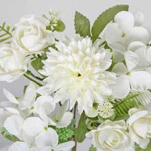 1/3件装仿真花，玫瑰花束，仿真雏菊丝绣球花，仿真植物，房间装饰，秋季装饰，餐桌摆件，情人节礼物，生日派对装饰，婚礼花篮，新娘手捧鲜花，家居装饰，餐厅，卧室，窗台，花瓶，装饰品，新年装饰，户外花园，开学季 - 白色 - 查看 5