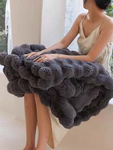 1 件奢华仿貂毛绒毯，厚实双层柔软蓬松盖毯，如云朵般触感，适合居家、客厅、卧室、沙发，也是提升居家生活品质的绝佳礼物 - 深灰色 - 查看 12