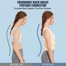 1pc Invisible Posture Corrector Back Strap, Posture Corrector, Fixing Strap, Suitable For Men, Adults, Sports And Outdoor Accessories, Auxiliary Training Tool, Used For Correcting And Preventing Hunchback, Adjustable Back Support Posture, Suitable For Women's Sports Waist Belt, Suitable For Exercise, Home Workout And Walking - Beige - View 4