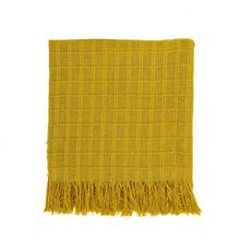 Sofa Blanket Size S Type Cover 100% Cotton With Knot At The Ends - Yellow - View 6
