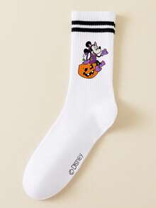 Disney 5/1 Pair Pumpkin Halloween Villain Character New Year Gift Socks, Cartoon Christmas New Year Animation Socks For Men And Women, Interesting Character Socks
