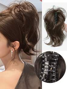 短款卷曲合成爪夹马尾假发 女士高髻马尾 - 彩色 - 查看 12