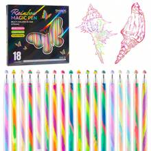 18Pcs Mixing Of 3 Colors Rainbow Gel Pens Color Changing Ballpoint Pen Glitter Pen Set For Adults Coloring Books Drawing Doodling Scrapbooking Notes,Artist Illustrating