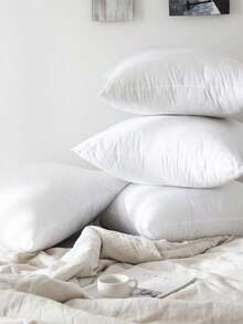 1/2/4pcs Solid Color Pillows Insert, Throw Pillow, Bedding, Soft Fluffy White Pillows, Fill For Back, Stomach Or Side Sleepers, High Rebound Polyester Fiber Filling Pillow, Halloween Decor, Christmas Decoration, For Bed, Sofa, Living Room, Halloween Gift, Bedroom Decorative Stuffer Pillow, Dorm Room Essentials College. - 白色 - 查看 12