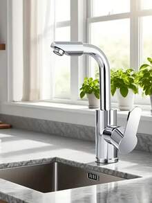 3pcs/Set 360° Swivel Hot & Cold Dual Control Faucet, Stainless Steel Dual Handle Bathroom Sink Faucet, 304 Stainless Steel Chrome Plated Surface, Single Hole Installation, G1/2" Connection, Modern Aesthetic Design, Suitable For Home And Hotel Bathroom Sink, Modern Kitchen, RV And Washbasin, Ideal For Holiday Gifts And Bathroom Renovation