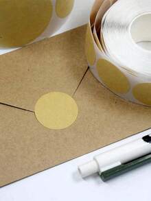 1Roll Kraft Paper Round Self-Adhesive Label Paper, Solid Color Kraft Paper Label Sticker, Mini Brown Kraft Round Label Stickers, DIY Stickers, Holiday Decorations, Seal Stickers For Gifts And Packaging, Plain Spiral Sketchbook, Simple And Portable Sketch Pads, Simple Multi-Purpose Writable Label Sticker For Student, School, Office, Christmas - Multicolor - View 8