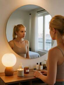 Round Acrylic Mirror Wall Sticker – Large Self-Adhesive Non-Glass Mirror, High-Transparency Decorative Mirror Plate For Bathroom, Bedroom, Door, Dresser & Home Wall Decoration