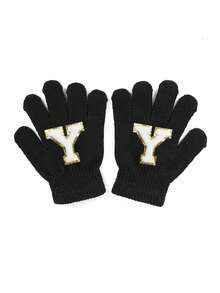 1 双儿童针织手套，带 26 个英文字母，男女通用保暖滑雪手套，Y2K 风格户外冬季手套，适合日常穿着和服装 - 黑色 - 查看 33