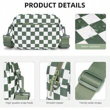 Checkered Crossbody Bag For Women Small Cute Purses  Shoulder Handbags Wide Strap - Bean Green Check - View 2