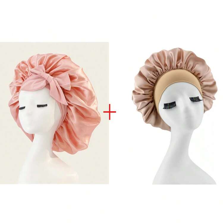 1/2 件奢华缎面丝绸睡眠帽 - 可调节舒适佩戴，带系带 - 男女通用夜间护发 - 彩色 - 查看 21