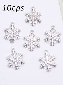 10pcs Silvery Color Christmas Snowflake Charms Pendant For Jewelry Making Necklace Key Chain DIY Accessories Bracelet Handmade - Silver - View 4
